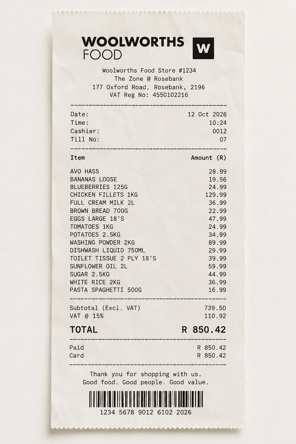 Receipt scan